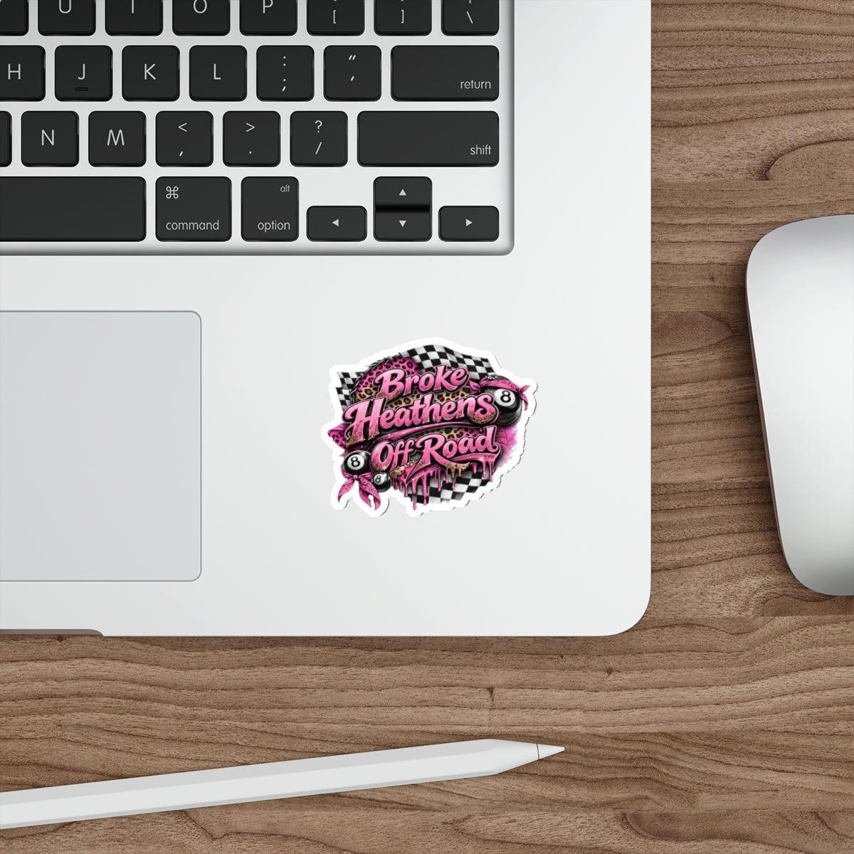 Broke Heathens Off Road Sticker — Pink Checkerboard