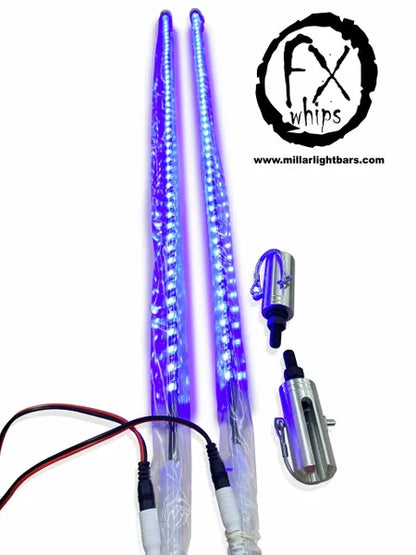 *PAIR* BLUE LED LIGHT WHIP